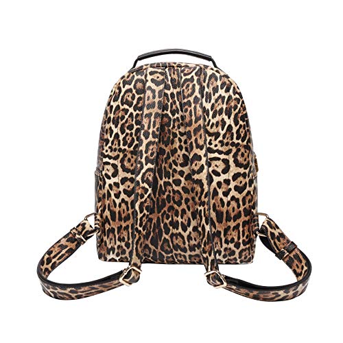 Daisy Rose Backpack Travel Bag for Work, School, Airplane Flights & Camping, PU Vegan Leather - Leopard