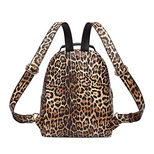 Daisy Rose Backpack Travel Bag for Work, School, Airplane Flights & Camping, PU Vegan Leather - Leopard