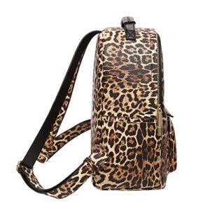 Daisy Rose Backpack Travel Bag for Work, School, Airplane Flights & Camping, PU Vegan Leather - Leopard