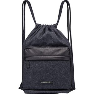 enzodesign unisex canvas leather drawstring cinch backpack