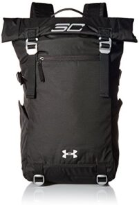 under armour unisex-adult sc30 signature rolltop backpack , black (001)/silver ,one size fits all