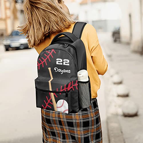 XOZOTY Ball Baseball Number Custom Name Boys and Girls Daily Bag Multi-Function Casual Sport Backpack