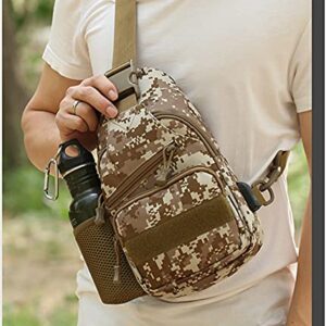 RTGGSEL Men's Camouflage Tactical Sling Shoulder Bags Travel Military MOLLE EDC Crossbody Chest Bag with USB Charging Port