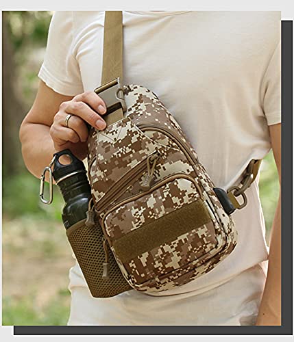 RTGGSEL Men's Camouflage Tactical Sling Shoulder Bags Travel Military MOLLE EDC Crossbody Chest Bag with USB Charging Port