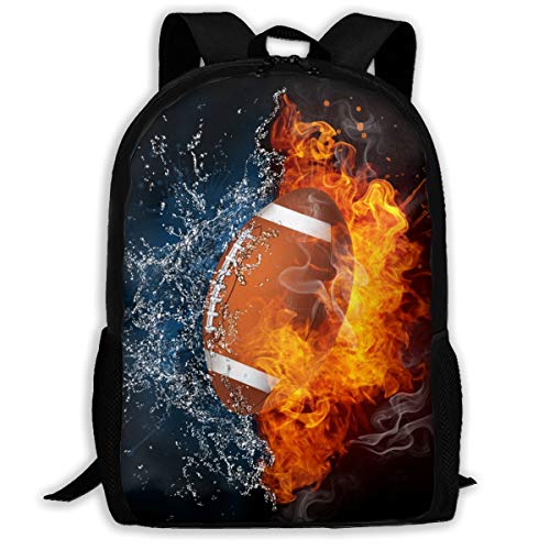 Ice Fire American Football Unique Outdoor Shoulders Bag Fabric Backpack Multipurpose Daypacks for Adult