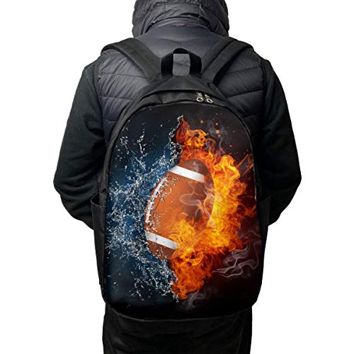 Ice Fire American Football Unique Outdoor Shoulders Bag Fabric Backpack Multipurpose Daypacks for Adult