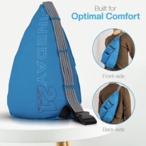 Fineday 21 Rope Sling Bag for Women and Men Sling Bags for Women Crossbody Backpack for Women & Men Sling Backpack Crossbody Bag Lightweight, Washable and Easy to Clean Hiking Bag, Bright Blue