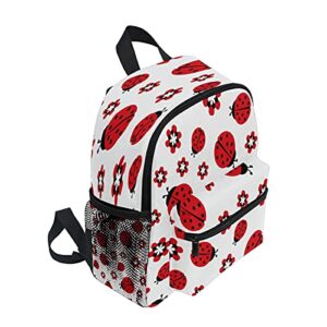 Cute Animal Ladybugs Flower Kids Backpack Boys Girls Toddler Bookbag for Elementary School Kindergarten Preschool Children Travel With Chest Strap