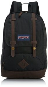jansport cortlandt 15-inch laptop backpack – rugged vegan leather bag, black
