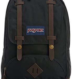 JanSport Cortlandt 15-inch Laptop Backpack - Rugged Vegan Leather Bag, Black