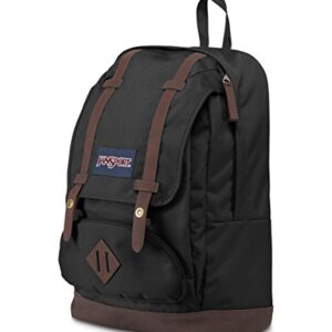 JanSport Cortlandt 15-inch Laptop Backpack - Rugged Vegan Leather Bag, Black