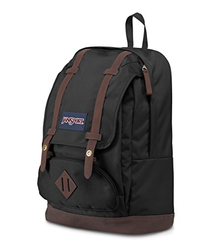 JanSport Cortlandt 15-inch Laptop Backpack - Rugged Vegan Leather Bag, Black