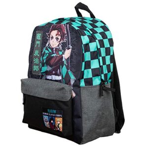 demon slayer tanjiro checkered backpack