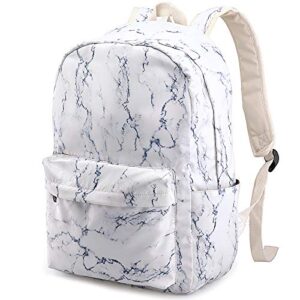 xinveen marble school backpack laptop travel shoulder bags water resistant casual bag for college hiking camping white