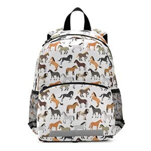 glaphy cute horse backpack for kids, boys and girls, toddler backpack for daycare travel school, preschool bookbag with chest strap