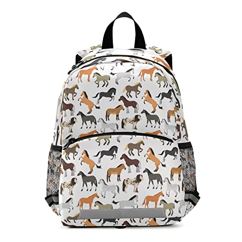 Glaphy Cute Horse Backpack for Kids, Boys and Girls, Toddler Backpack for Daycare Travel School, Preschool Bookbag with Chest Strap