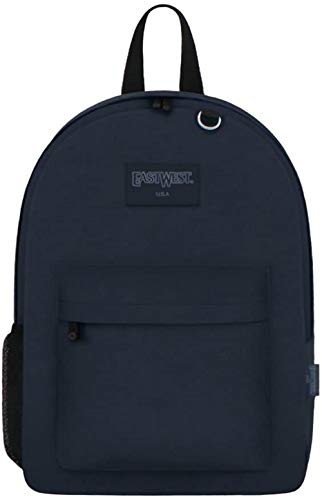 East West B101S Bottle Holder Simple Backpack with Key Holder School Bag (Navy)