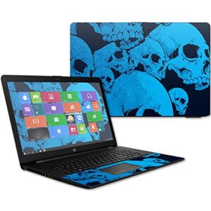 mightyskins skin compatible with hp 17t laptop 17.3″ (2017) – blue skulls | protective, durable, and unique vinyl decal wrap cover | easy to apply, remove, and change styles | made in the usa
