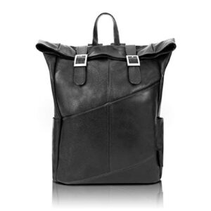 mckleinusa s series, kennedy, pebble grain calfskin leather, 17″ leather dual access laptop backpack, black (88735)