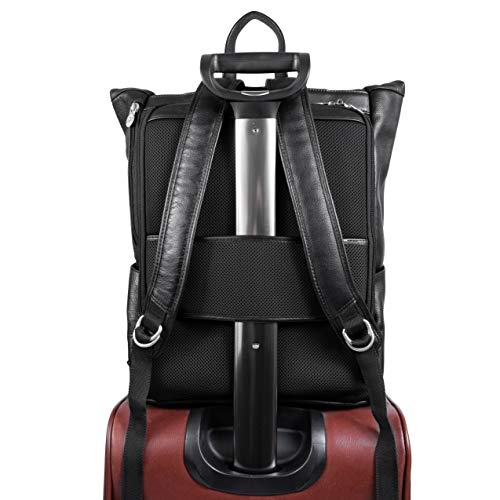 McKleinUSA S Series, Kennedy, Pebble Grain Calfskin Leather, 17" Leather Dual Access Laptop Backpack, Black (88735)