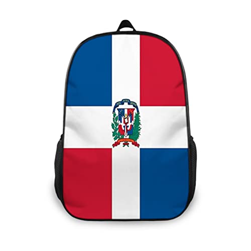 jarenap Dominican Flag,School Backpack for Girls,Boys,Flag of Dominican Republic,Durable Lightweight Bookbag for Teens with 1 Main Compartment,Red Blue White,M(17in)