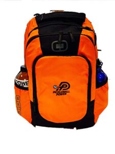 pickleball marketplace | midsize paddle/equipment backpack – orange – perfect for pickleball – 3 spacious compartments – will hold multiple paddles