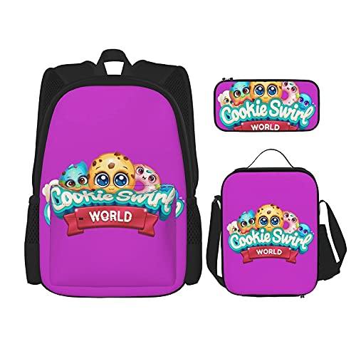 Cookie Swirl C Backpack Teen Boys Girl School Book Bag With Lunch Box Pen Case 3 In 1