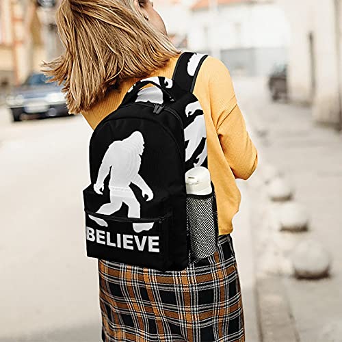 Bigfoot Sasquatch Believe Printed School Bag Cute Bookbags Funny Schoolbag Backpack For Teens