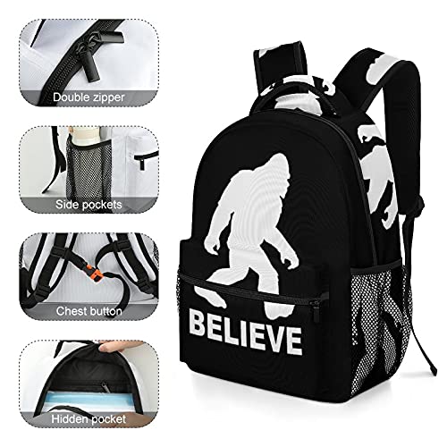 Bigfoot Sasquatch Believe Printed School Bag Cute Bookbags Funny Schoolbag Backpack For Teens