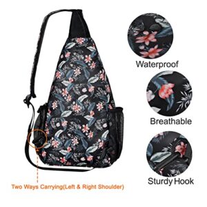 MOSISO Sling Backpack, Multipurpose Travel Hiking Daypack Rope Crossbody Shoulder Bag, Lychnis