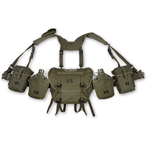 YBJBHW M1956 M1961 Equipment Vietnam War Equipment Replica WW2 US Army Korean War1956 Long Pouch 1956 Bag Kettle Belt Straps