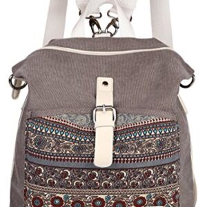 ArcEnCiel Women Girl Backpack Canvas Rucksack Shoulder Bag (Gray)