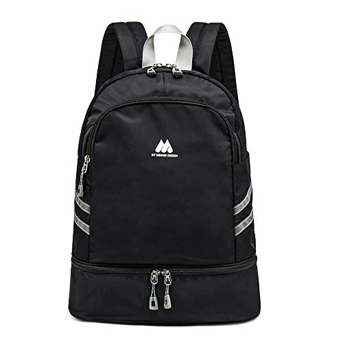 Gym Backpack for Women Waterproof Travel Backpack with Shoe Compartment Wet Pocket Lightweight Sports Backpack for Kid Adults(Standard Black)