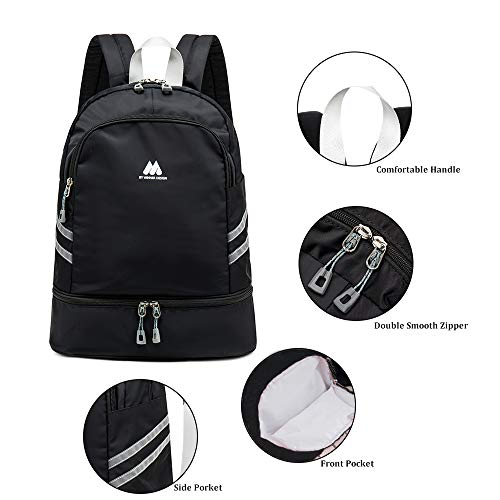 Gym Backpack for Women Waterproof Travel Backpack with Shoe Compartment Wet Pocket Lightweight Sports Backpack for Kid Adults(Standard Black)