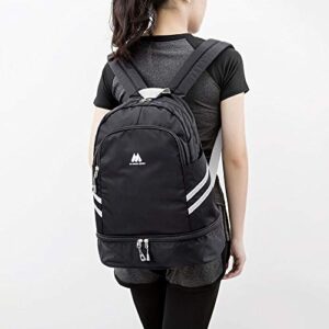 Gym Backpack for Women Waterproof Travel Backpack with Shoe Compartment Wet Pocket Lightweight Sports Backpack for Kid Adults(Standard Black)