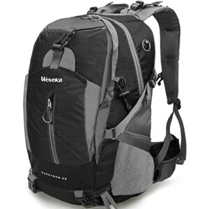 wovoka hiking backpack 40l water resistant lightweight travel backpack camping outdoor sport backpacks for men women (black)