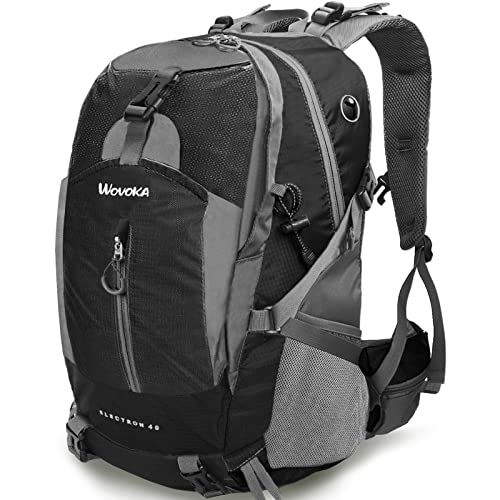 WOVOKA Hiking Backpack 40L Water Resistant Lightweight Travel Backpack Camping Outdoor Sport Backpacks for Men Women (Black)