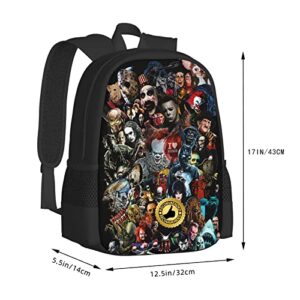 OIPMKNVU Horror Movie Backpack, Multi-Function Travel Laptop Backpack, Business Daypack Bag, Adjustable Shoulder Strap Bookbag 17"