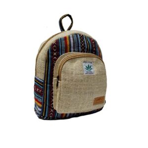 Himalayan Fashion Handmade Hemp Mini Backpack - Multicolor Backpack | Bohemian Hippie Backpack, Beige, Small