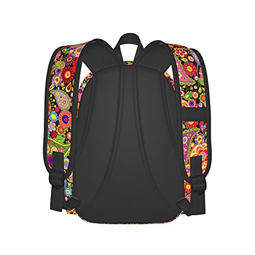 FeHuew 17 Inch Backpack Colorful Seamless Paisley Laptop Backpack School Bookbag Shoulder Bag Casual Daypack