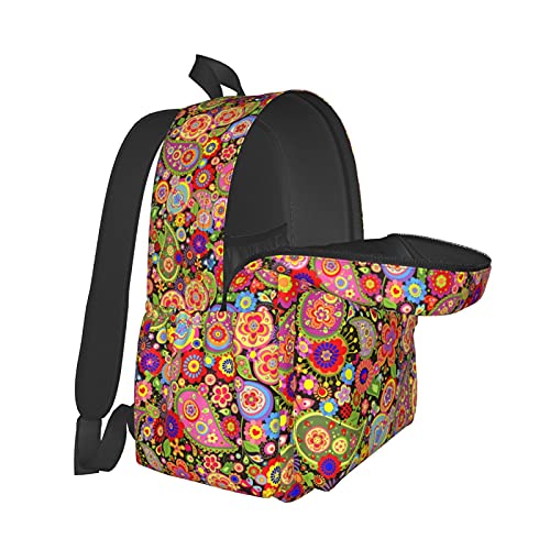 FeHuew 17 Inch Backpack Colorful Seamless Paisley Laptop Backpack School Bookbag Shoulder Bag Casual Daypack