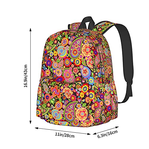 FeHuew 17 Inch Backpack Colorful Seamless Paisley Laptop Backpack School Bookbag Shoulder Bag Casual Daypack