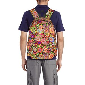 FeHuew 17 Inch Backpack Colorful Seamless Paisley Laptop Backpack School Bookbag Shoulder Bag Casual Daypack
