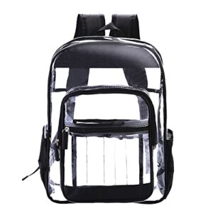 mypalmer large heavy duty clear backpack for school, work, events & travel | combination lock and name tag | transparent backpack | see through backpack