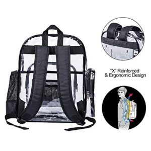 COVAX Clear Backpack, Transparent PVC School Clear Backpack, Clear Bookbags Daypacks for Work, Security, Sporting Events