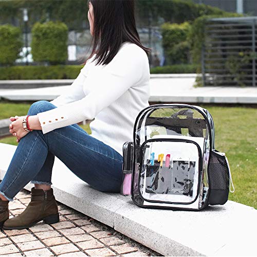 COVAX Clear Backpack, Transparent PVC School Clear Backpack, Clear Bookbags Daypacks for Work, Security, Sporting Events