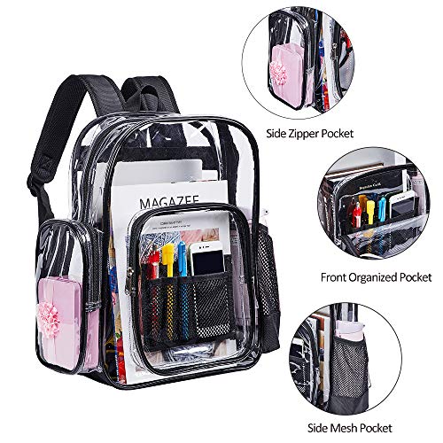 COVAX Clear Backpack, Transparent PVC School Clear Backpack, Clear Bookbags Daypacks for Work, Security, Sporting Events