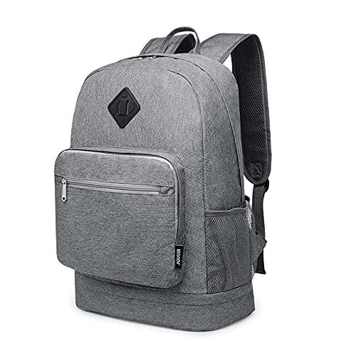 WANDF Foldable Backpack with Shoe Pocket Wet Compartment for Men Women (Grey)