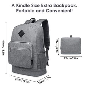 WANDF Foldable Backpack with Shoe Pocket Wet Compartment for Men Women (Grey)