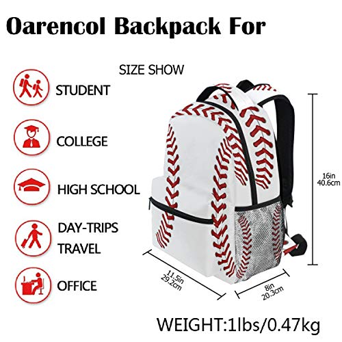 Oarencol Sport Baseball Softball Pattern Backpacks School Book Travel College Shoulder Bag